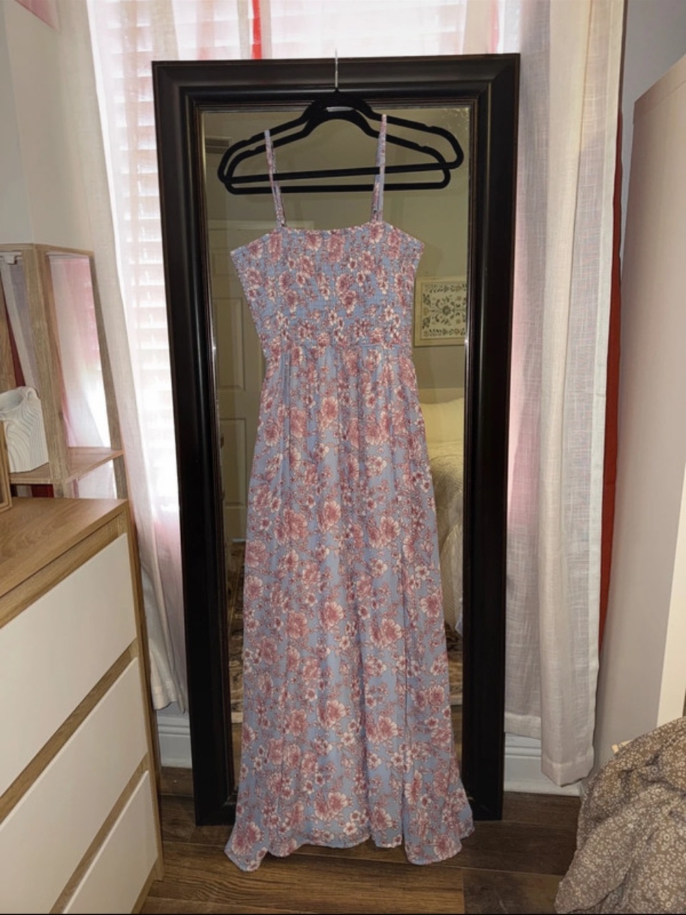 Rue21 Pink Floral Maxi Dress on Light Blue